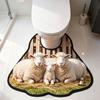 Non-slip Bathroom Floor Rug Sheep Pattern Bath Mat Novelty Toilet U-shaped Mat  Household