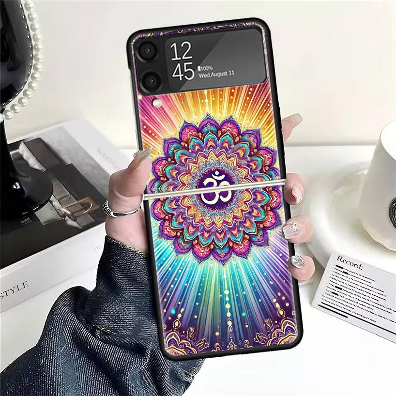 Mandala Chakra Insist Yoga Cases For Samsung Galaxy Z Flip 4 5 6 7 3 Z Flip7 Flip6 Flip4 Flip5 Flip3 5G Hard Shockproof Fundas C