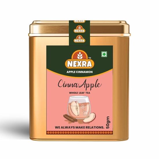 Nexra Apple Cinnamon Herbal Tea 50gm | Assam Black Tea with Natural Apple & Cinnamon Bits | Warm Spiced Fruity Blend Hot or Iced | Refreshing 50GM