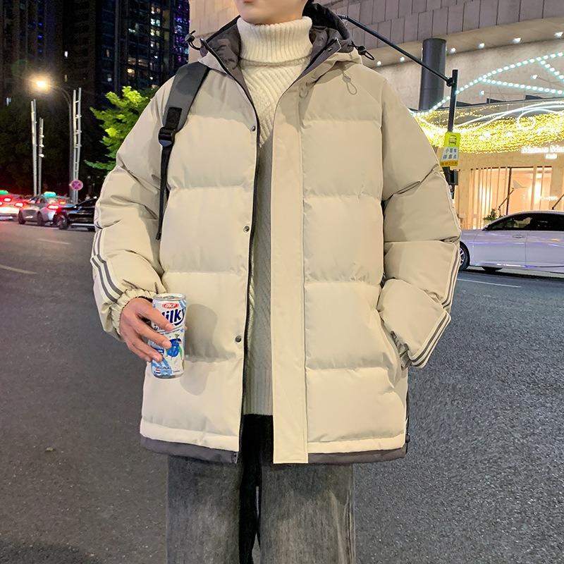 Hooded Down Cotton Jacket Men's Winter New Hong Kong Style Cotton Jacket Loose Plus Size Casual Padded Jacket Trendy Cotton Jacket
