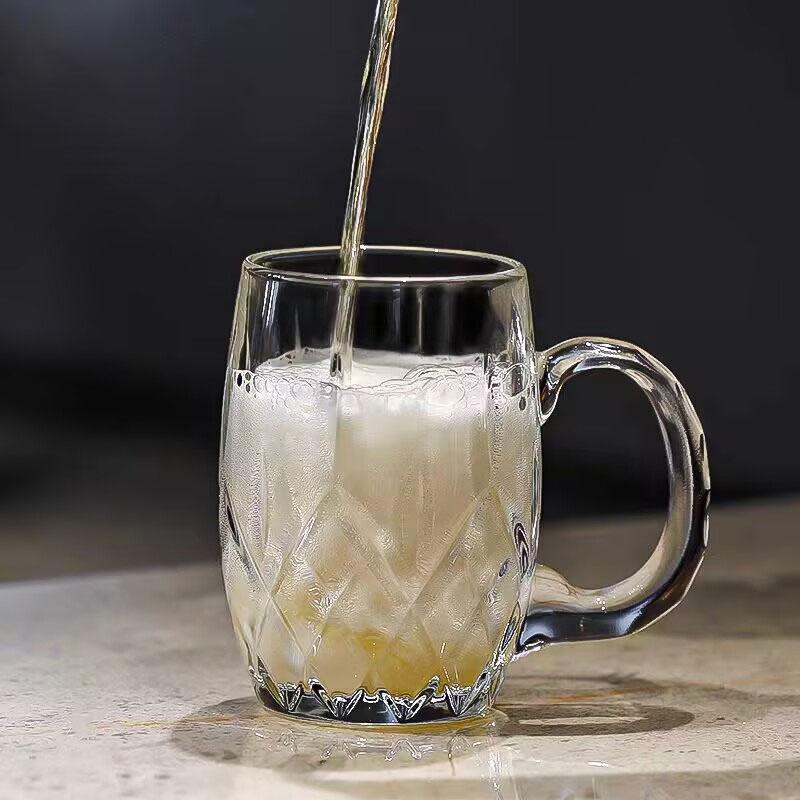 Large Capacity Glasses High-end Luxurious Thickened Craft Beer Mug with A High Appearance Level Handle for Draft Beer Glass Cups