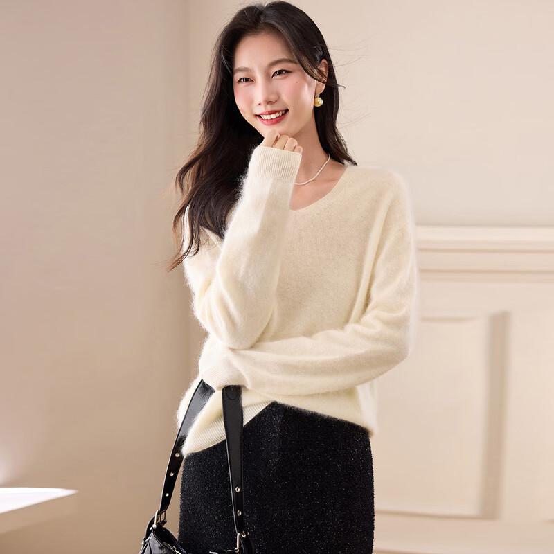 Women's Cashmere Blend V-Neck Knit Sweater