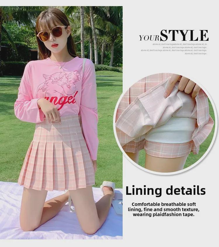 Women's High Waist A-Line Skirt - Summer 2025 Plaid Pleated Design