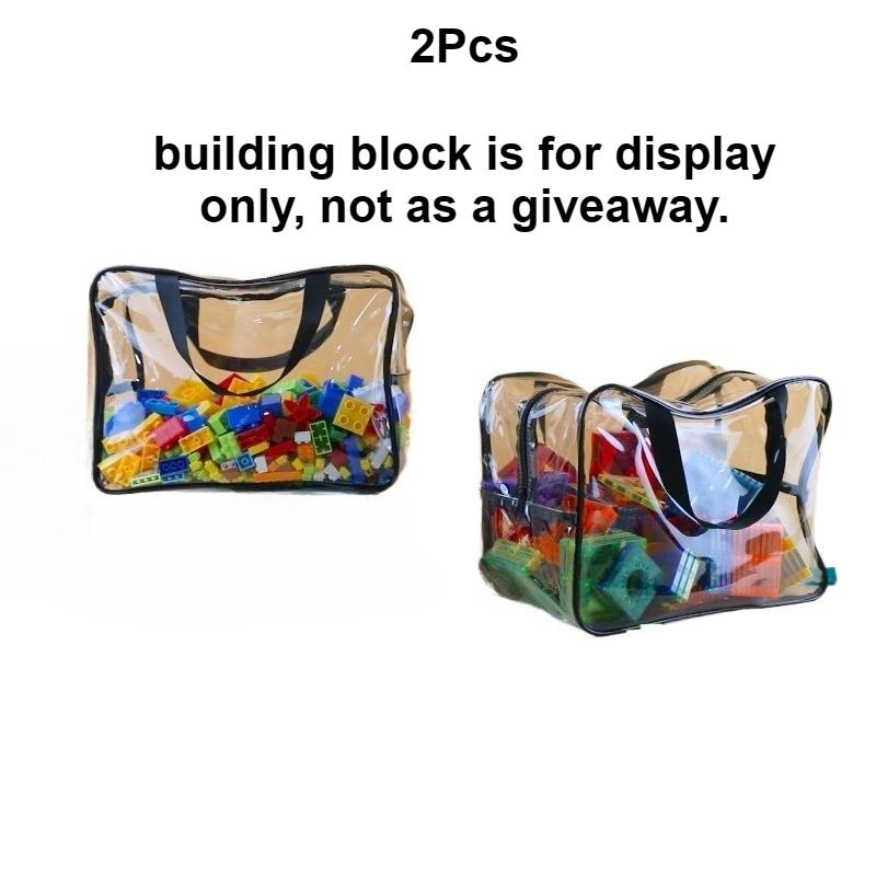 

2pcs Transparent PVC Storage Bag Waterproof Travel Organizer Zipper Toiletry Bag for Beach & Puzzle 30x22x10cm