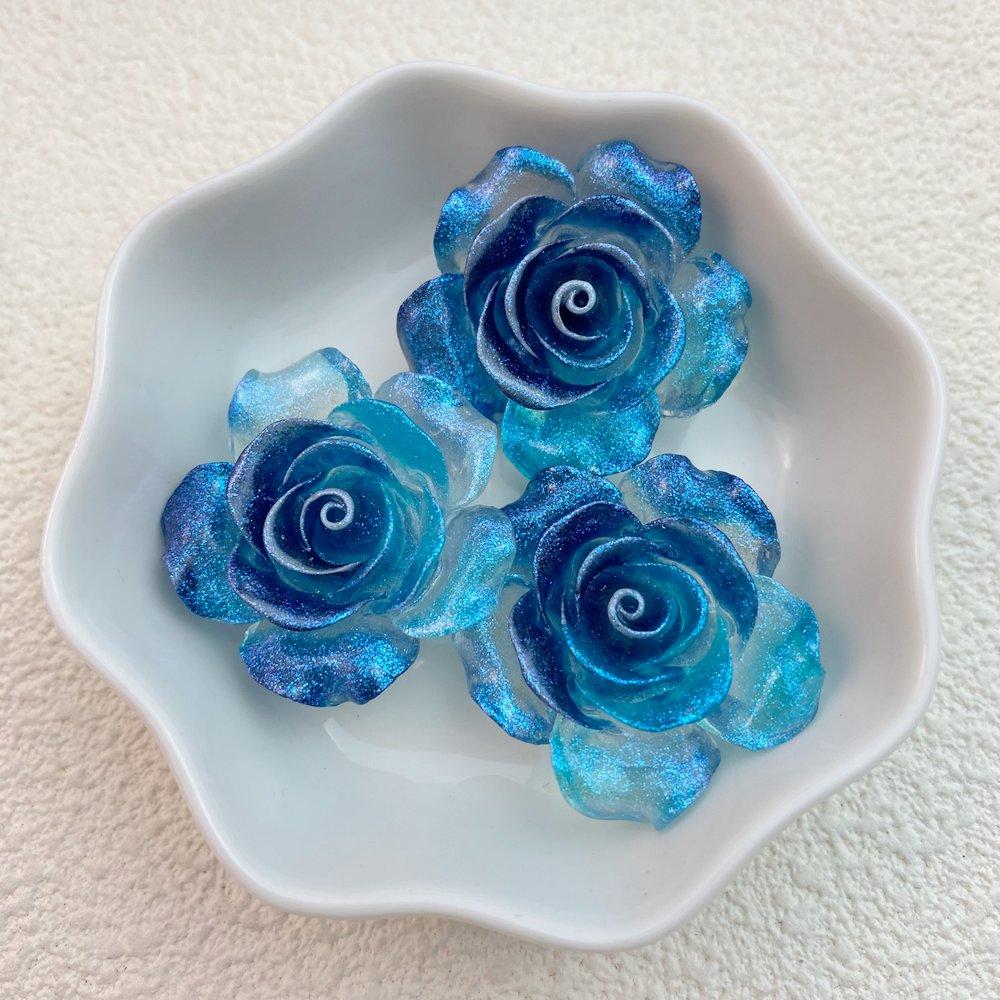 5Pcs New Cute Resin Sparkling Roses Series Flat Back Parts Embellishments For Hair Bows Accessories