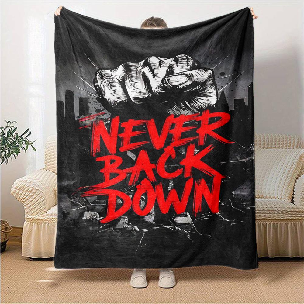 1pc Never Back Down Themed Printed Soft and Comfortable Home Blanket, Small Throw Blanket, Nap Blanket, Suitable As a Gift L053
