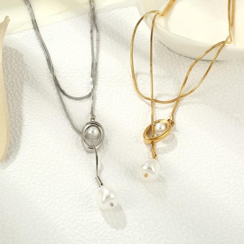 Women Simple Long Tassel Pearl Pendant Necklace Luxury Adjustable Sweater Chain