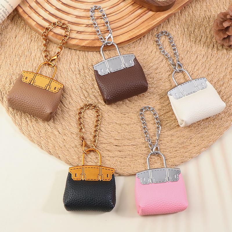 Fashion Pu Small Bag Keychain Simple Keyring Women Bag Charm Handbag Hanging Pendant Diy Accessories Girl Gifts