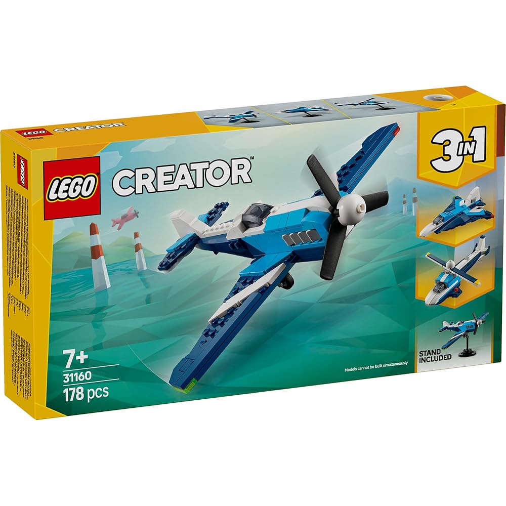 LEGO Creator Air Racer Toy Building Set for Kids Ages 7-9, Includes Airplane and Blimp, 31160