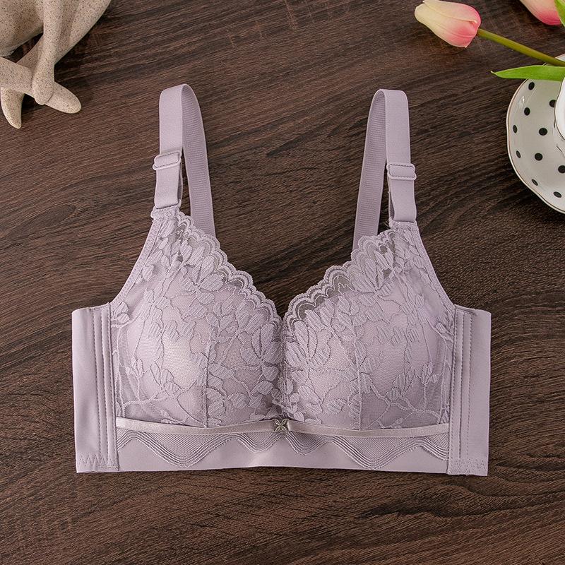 Lace thick cup bra, gather small breasts, close secondary breasts, adjust bra without steel ring thickening