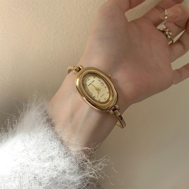 Orologio da polso di lusso da donna in quarzo dorato con cinturino in acciaio, orologio da polso analogico con quadrante ovale, orologi da donna, Dropshipping