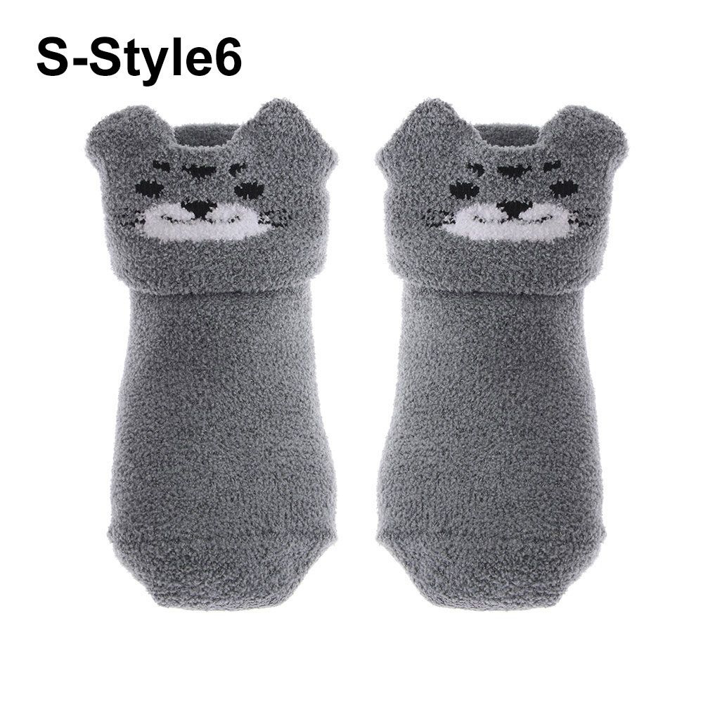 Plush Cute Animals Thickening Anti-slip Slippers Coral velvet socks Floor Sox Newborn Toddler Socks