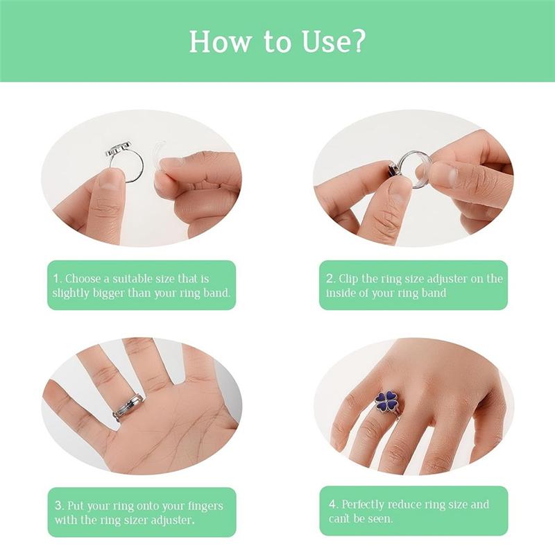 AD23-8 Pcs Ring-Size Adjuster For Loose Rings Transparent Invisible Ring Adapter Kit With Silverware Polishing Cloth