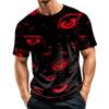 Men's Casual Short Sleeve T-Shirt Lightweight Breathable Fabric Crew Neck Halloween Eye Pattern Printed Top for Everyday Wear