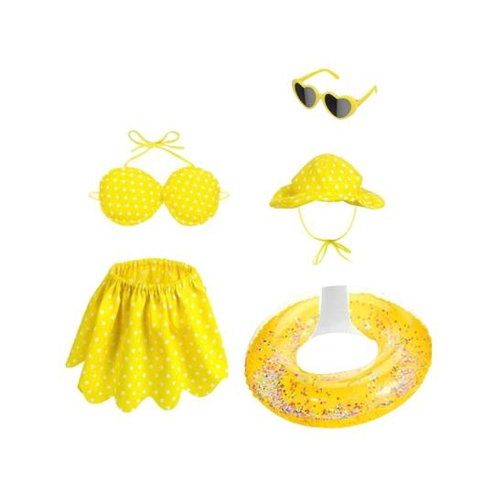 Summer Porch Goose Outfits Funny Goose Costume Set with Pool Float Swim Goggles Swinsuits Hawaiian Luau Style Bikini Set for Outdoor Patio Lawn Decor