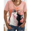 Women's T Shirt Graphic  Animal Cat Vintage Stylish Classic Multiple Colors Short Sleeve V Neck Regular Tops Daily Print Summer