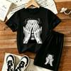 Men's Tattoo Boy Fun Printed 15 Colors Outdoor Street Men's T-shirt and Shorts 2 Piece Set Summer Casual Outfit Men's and Women's Sports Set