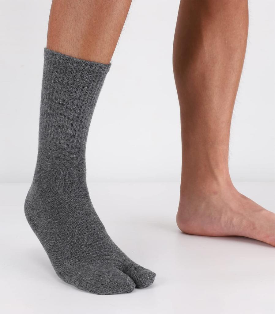 WIOIW Men's Two-Toe Tabi Socks, Cotton, for Sports, Commuting, and School, Set of 4
