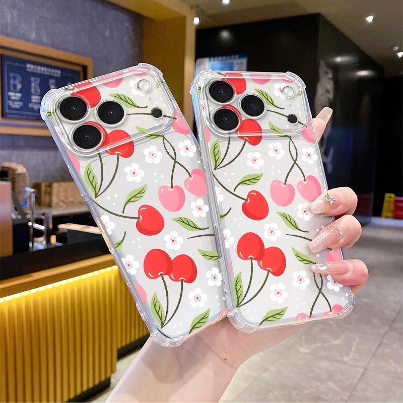 Small Fresh Mobile Phone Case for Girls iPhone16Pro Transparent Anti-drop Case Apple 15