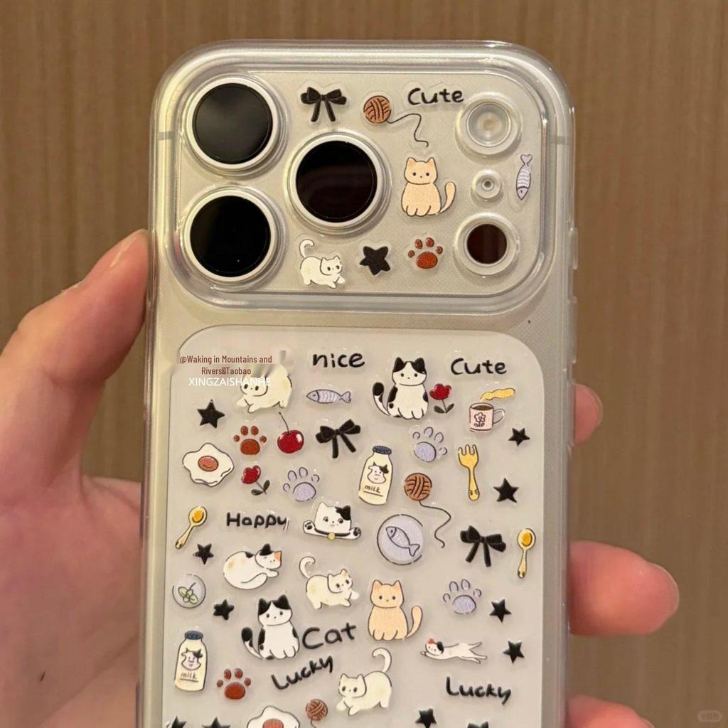 Trendige Koreanische Süße Kuh & Katze 3D Geprägte Nagelkunst & DIY Handy/Tablet Sticker