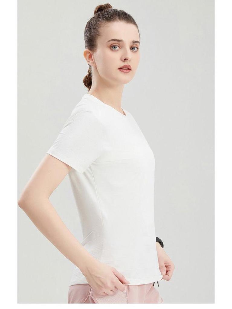 Women's Lightweight Quick-Dry Casual Sports T-shirt - Round Neck, Breathable, Comfortable, Short Sleeve, Customizable.
