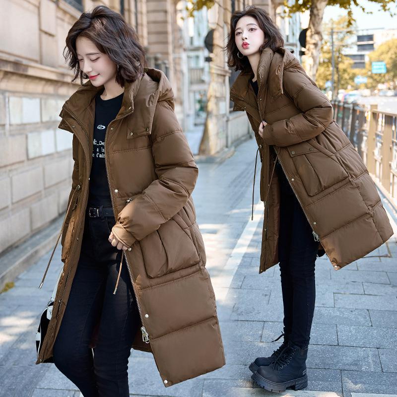Over-the-knee Mid-length Down Cotton Jacket Women's Winter 2025 New Fashionable Loose Plus Size Thickened Hooded Warm Jacket