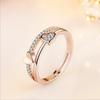Three Jie Heart Shaped Diamond Inlaid Adjustable Opening Ring Wholesale Silver Jewelry