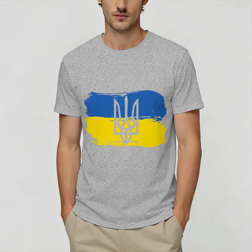 Ukraine Ukrainian Flag T Shirt for Unisex Cotton Funny TShirt O Neck Tees Short Sleeve Clothes Big Size