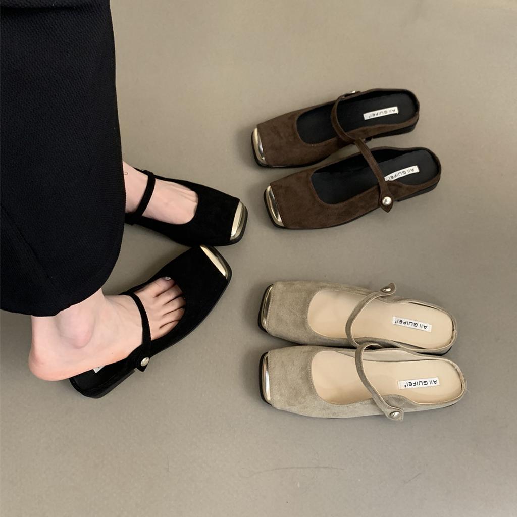 Baotou half slippers female summer fairy new Korean version temperament casual gentle evening breeze with skirt flat-bottomed Muller single shoes