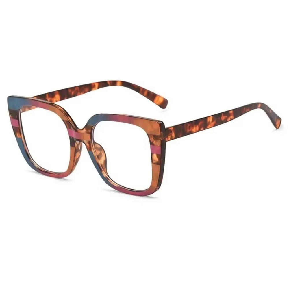 Trendy Women Large Frame Glasses Square Retro Brand Design Colourful Eyeware Anti-blue Light Glasses for Decoration Daily Use