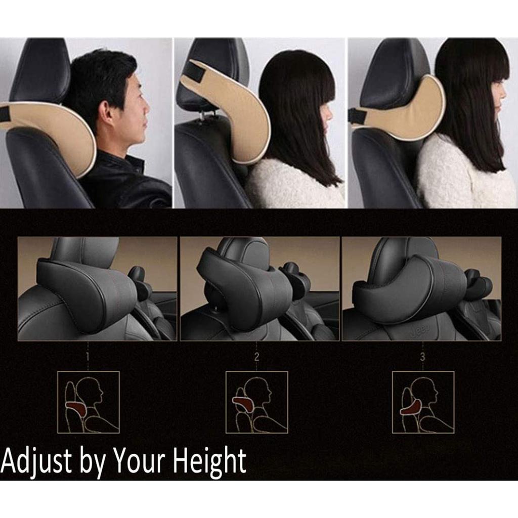 PU Leather Auto Car Neck Pillow Memory Foam Filling Neck Rest Seat Headrest Pillow Support Solution For Kids And Adults