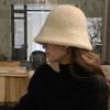 Wool Fisherman Hat Feminine  Elegant Solid Color Basin Hat  Warm In Winter  Without Makeup Covering Face and Showing Face Small Plush Bucket Hat