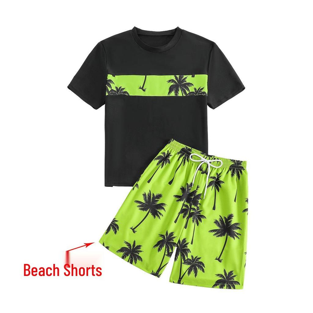 Chlapecká rychleschnoucí plavková souprava s ochranou proti slunci - Letní plážové šortky a plavky pro větší děti