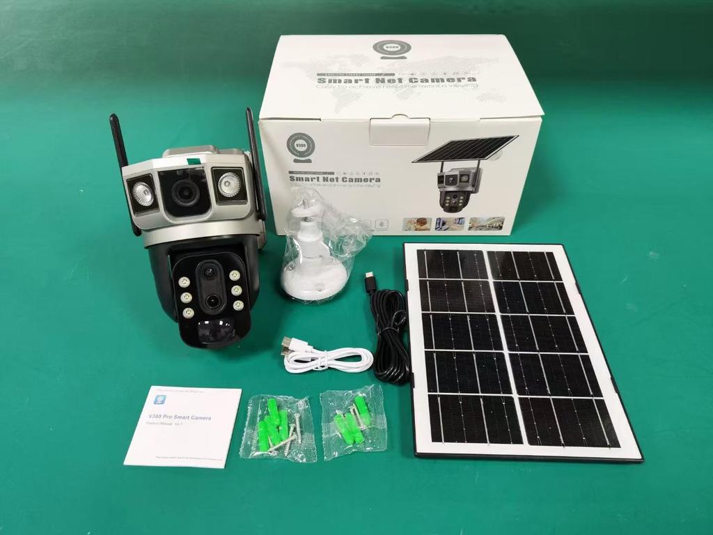 V380 Solar 10x Zoom Tri-Screen Full-Color Wireless Smart Outdoor Surveillance Camera