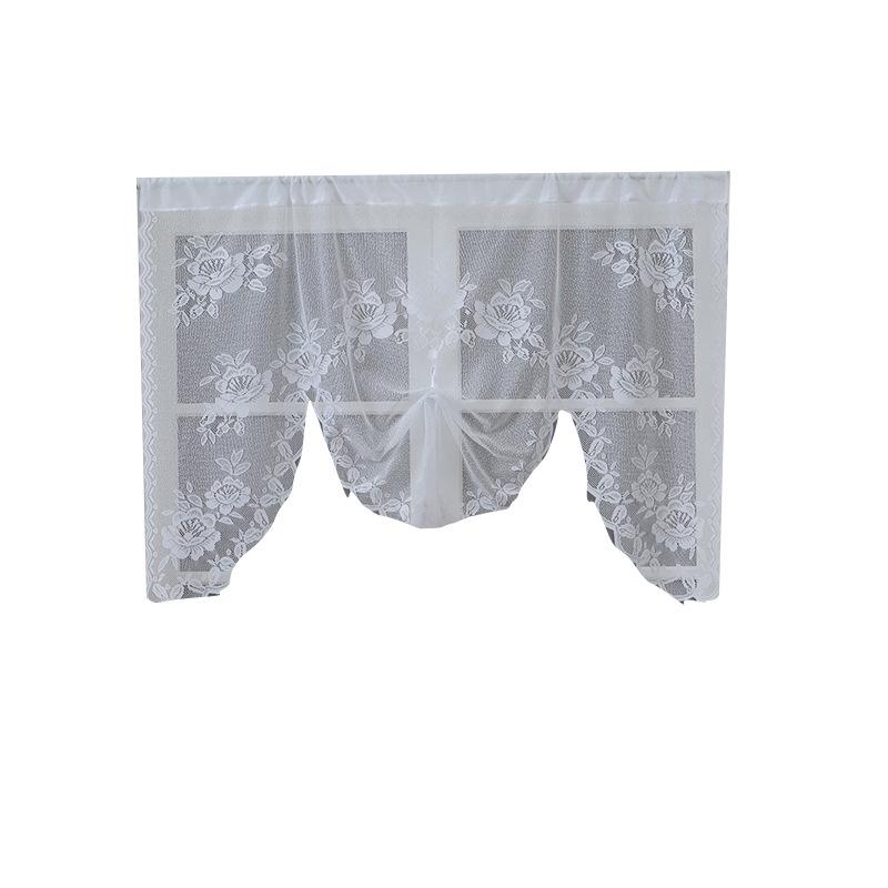 American White Double Layer Insulated Yarn Lace Room Divider Curtain for Bedroom or Kitchen