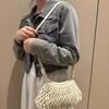 Net Pouch Yarn Woven Crossbody Bag Large Capacity Hollow Fishnet Bag Crochet Shoulder Pouch  Female