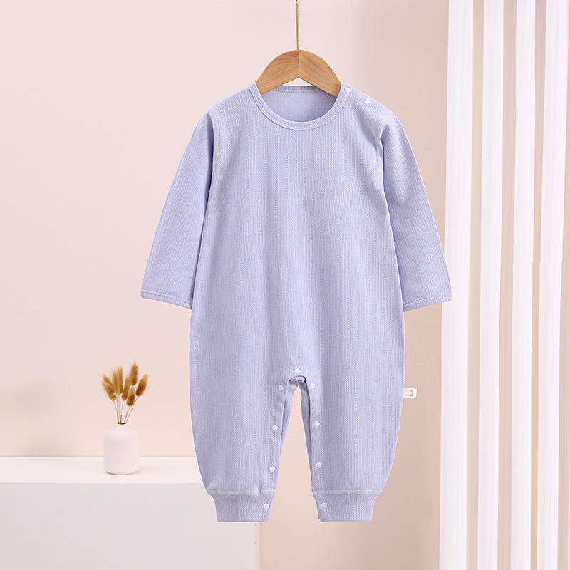 Baby Pure Cotton Romper: Spring & Autumn Style with Shoulder Snaps