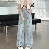Ultradünne Sommerjeans Tencel Jeans für Mädchen Weitbeinige Hosen Straight Leg Hosen Lockere Hosen