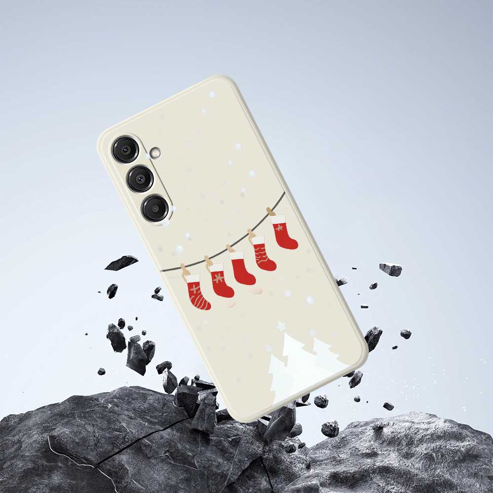 For Samsung Galaxy A16 5G/4G Case Christmas Stockings Pattern Printing Straight Edge TPU Phone Back Cover