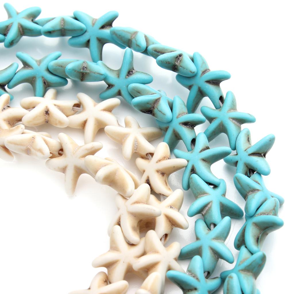 About 36pcs/Strand Starfish Turquoises Beads For Jewelry Making Loose Bead Natural Stone Beads DIY Bracelet Necklace Accessories