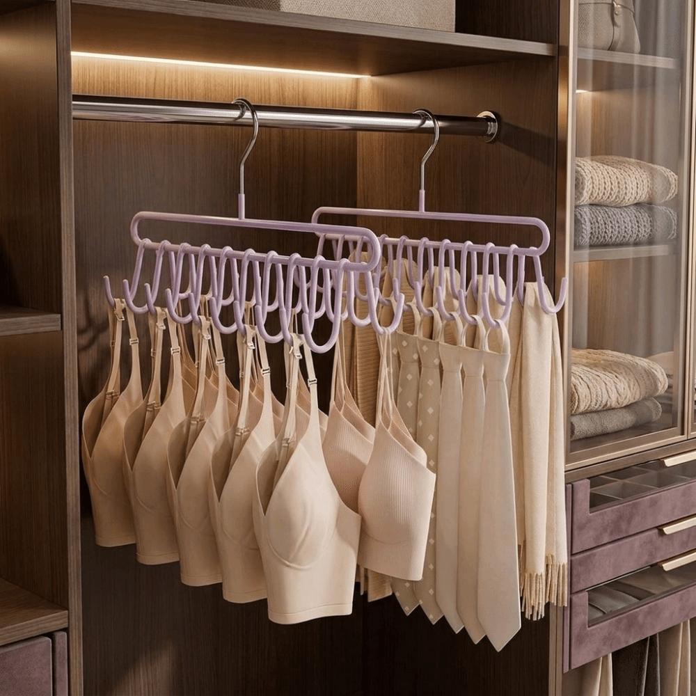 2PCS Practical 20 Hooks Camisole Bra Hook Space Saving Metal Vest Rack Non-slip Clothes Drying Rack Wardrobe Storage