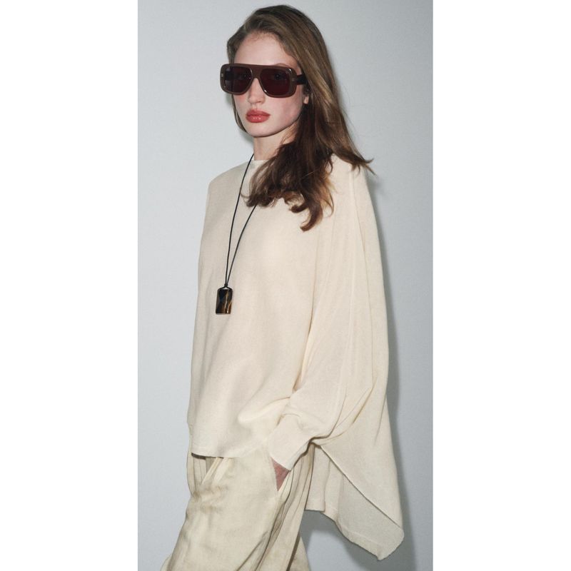 Zbzr Spring New Women clothes Western Style Fashion Temperament Simple Loose Plain Stitch Knit 3920105