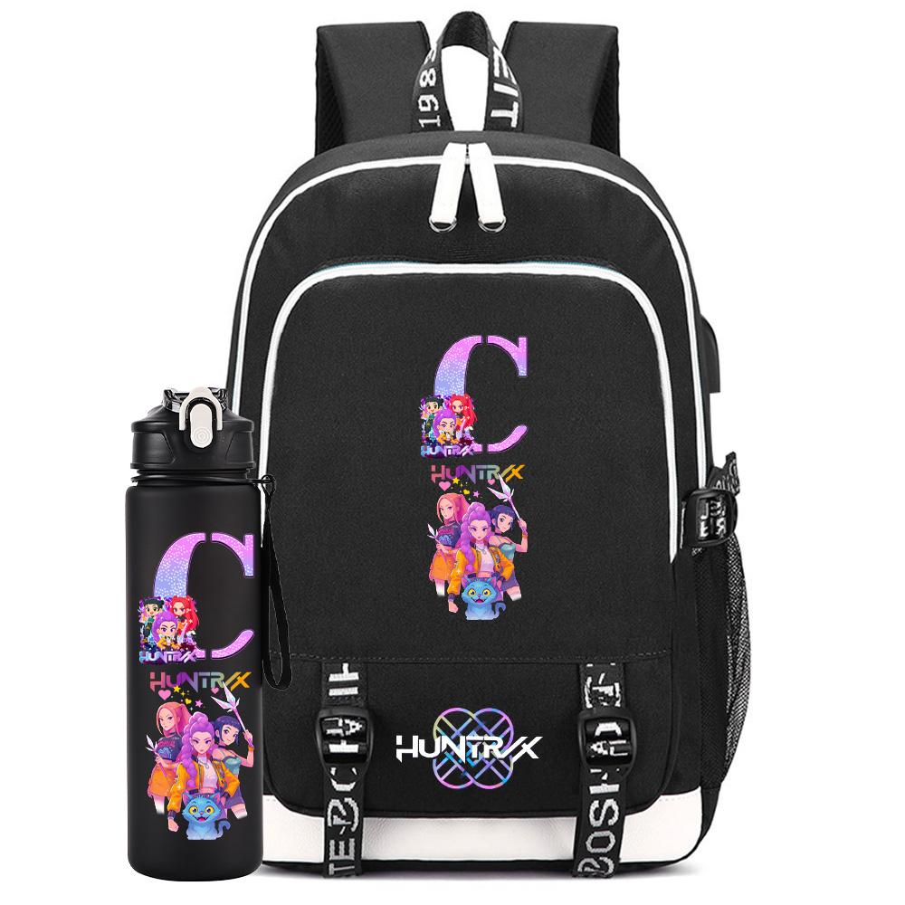 2Pcs/set Cartoon Backpack Large Capacity Bookbag With 750ml Water Bottler Laptop Student Boy Girl School Bag Travel Bag Kid Gift