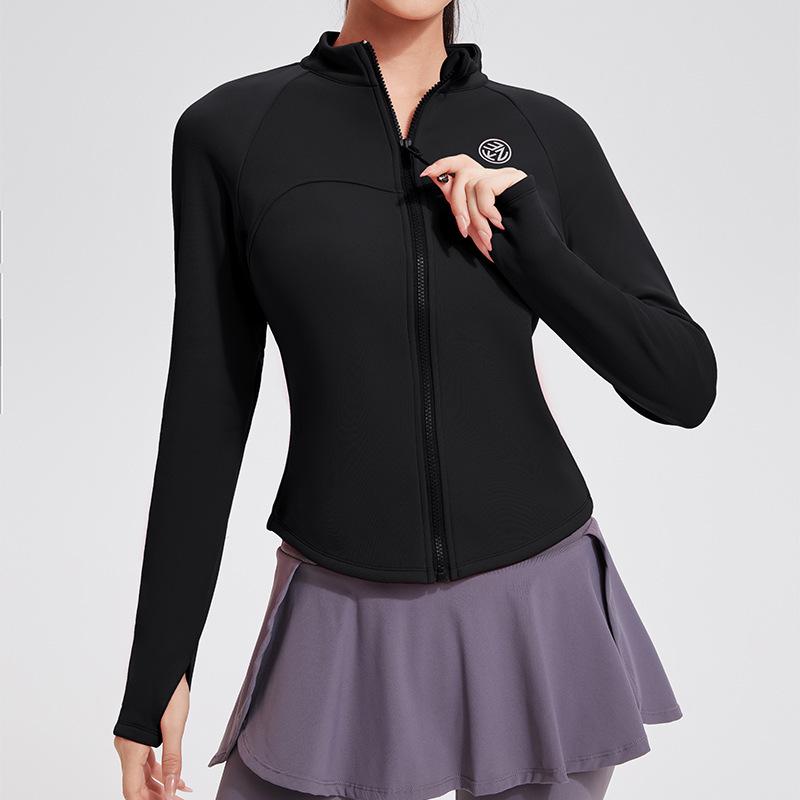 Women's Autumn & Winter Plus Velvet Sports Hoodie: Long Sleeve, Zip-Up, Outdoor Fitness, Quick-Dry, Slim Fit Yoga Jacket