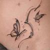 High Value Simple Small Fresh New Chinese Ink Butterfly Flying Collarbone Tattoo Sticker