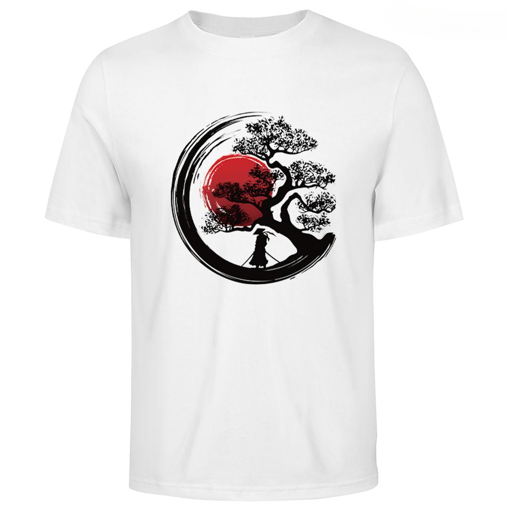 Men's Hot-selling Summer Cotton Japanese Samurai Pattern Printed T-shirt Men's and Women's Casual Style Top Japanese Style