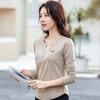 Women's 3XL Spring and Autumn Tops New Embroidered Button V-neck German Velvet All-match Fashion Long-sleeved T-shirt