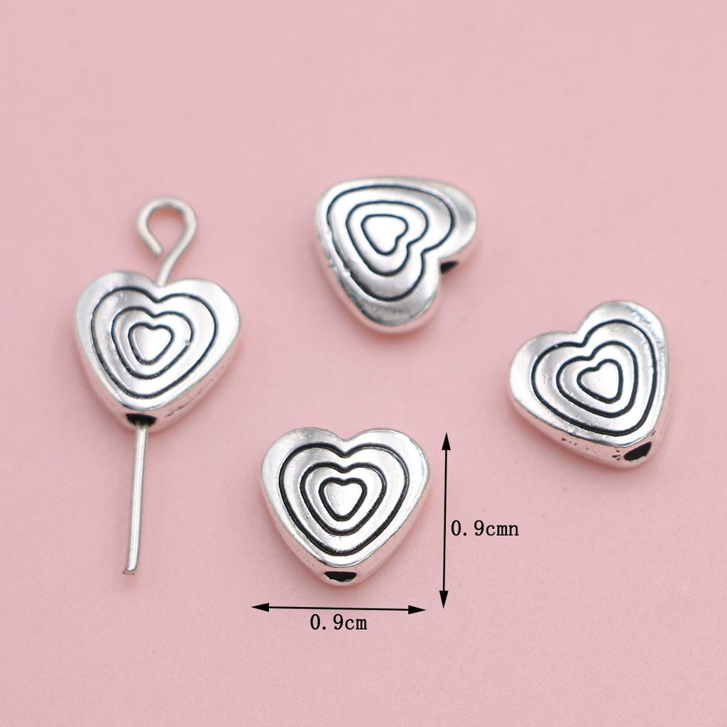 20Pcs Silver Plated Swirl Round Heart Spacer Loose Beads For Jewelry Making Bracelet Accessories Diy Handmade Findings