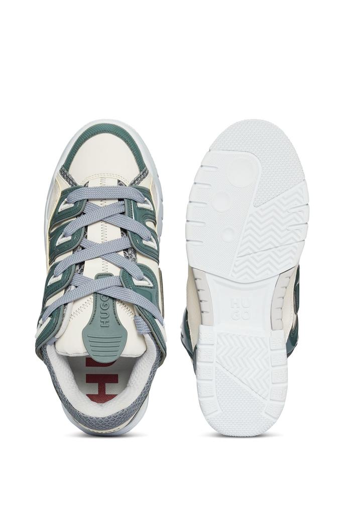 Mixed Material Skate Style Sneakers for Size Khaki [HUGO] Men, 45,