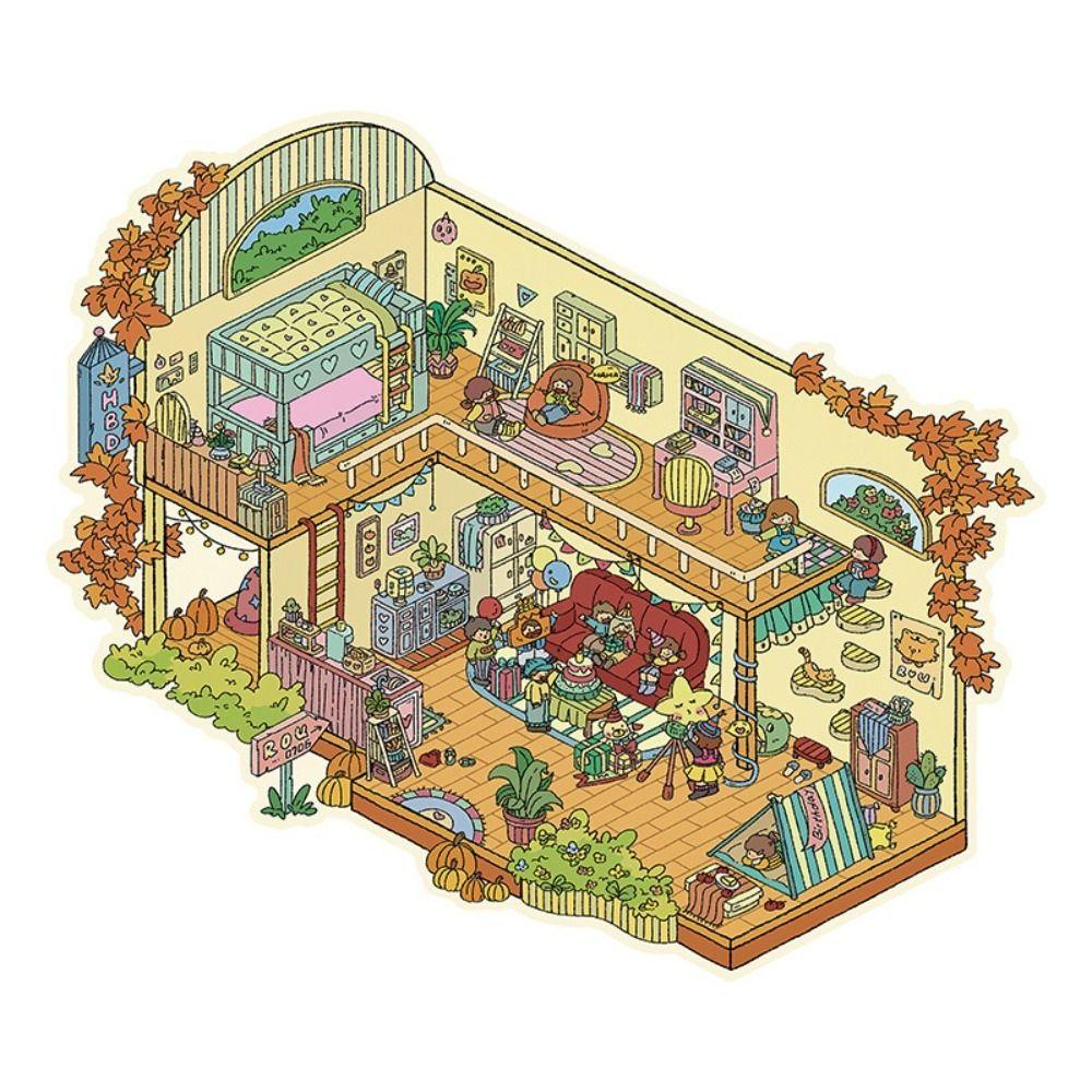 

Plus Size Miniature Scene Collage Multiple-topic Stacking Pasting Sticker Children Study Party
